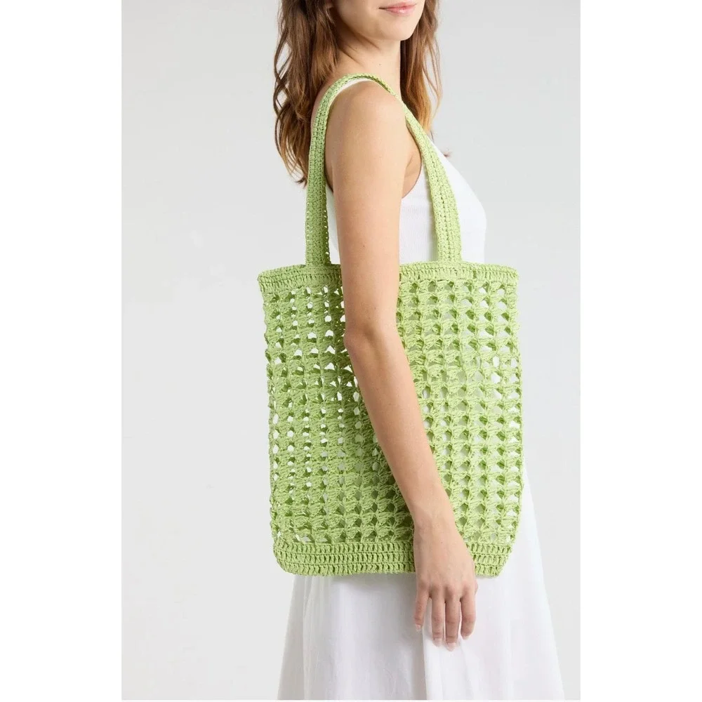 $98 NWT Collection XIIX Straw Tote Bag Lime